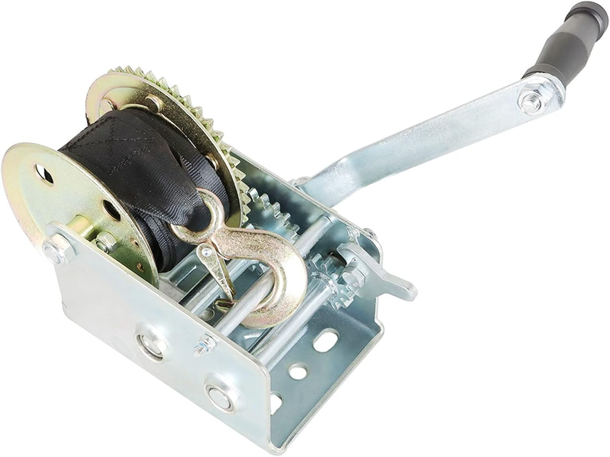 Heavy Duty Hand Winch 2500lbs with 24FT Strap Manual Operated Two-Way Ratchet Pack of 2 J673