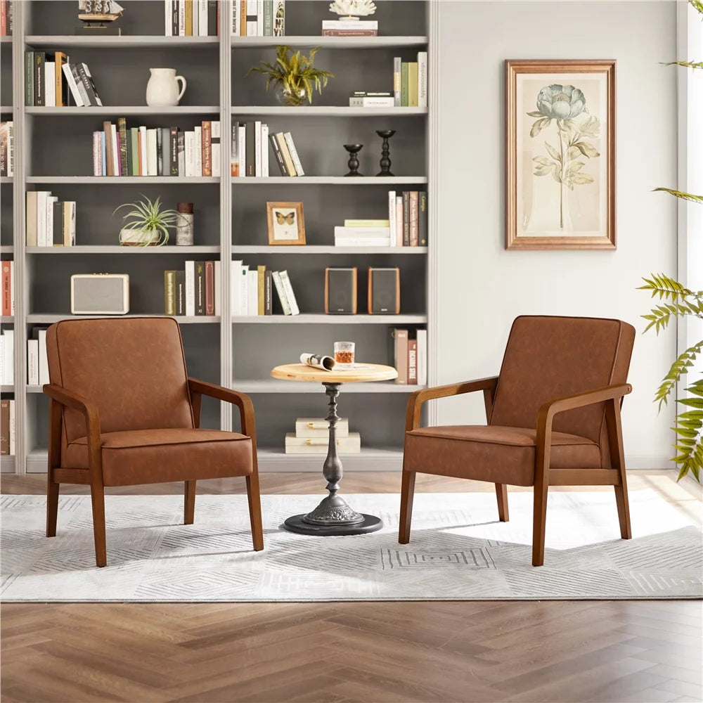 Light Brown Faux Leather Armchair F8730