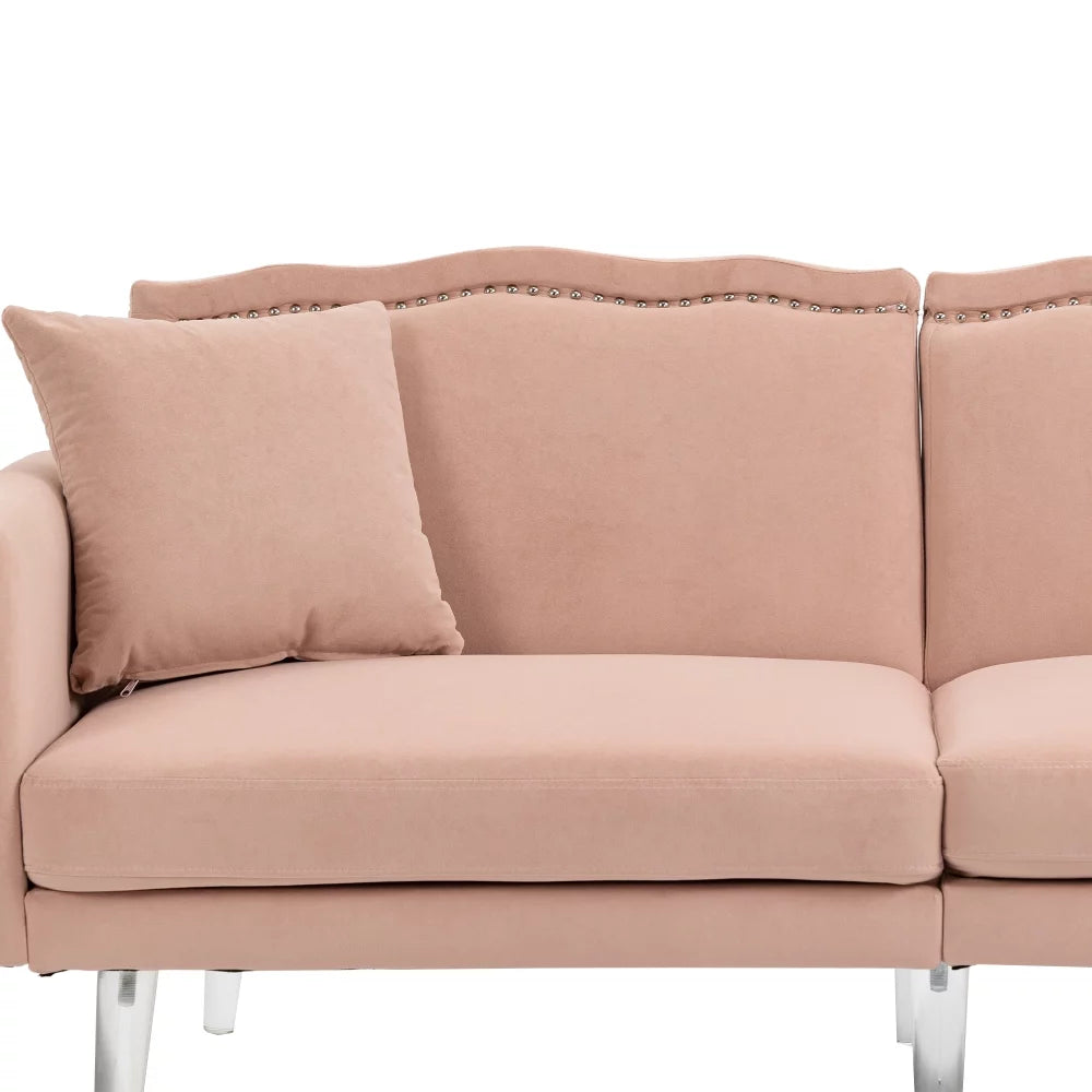 Pink Velvet 3-Seater Tufted Sofa M17362