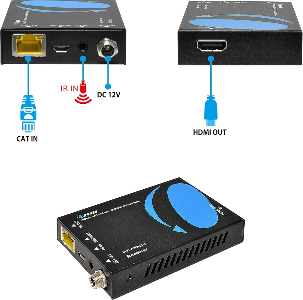 4K HDMI/USB-C Extender over Cat6/Cat7 Cable Wall Plate Transmitter Q29316