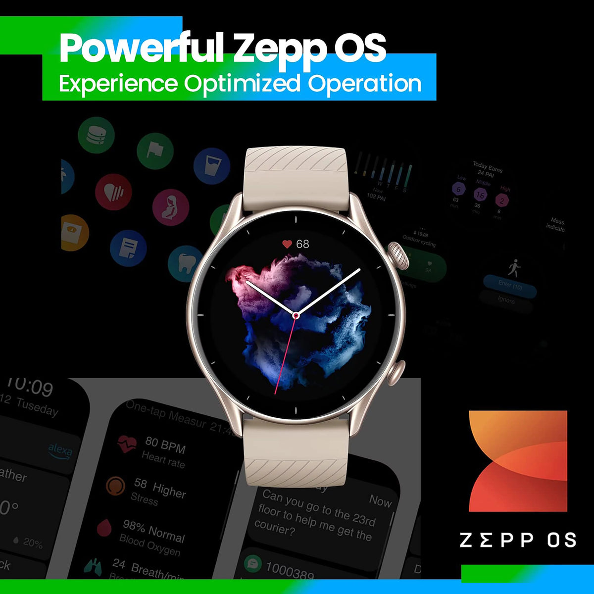 Smart Watch with GPS 150 Sports Modes 1.39” AMOLED Display Thunder Black T361