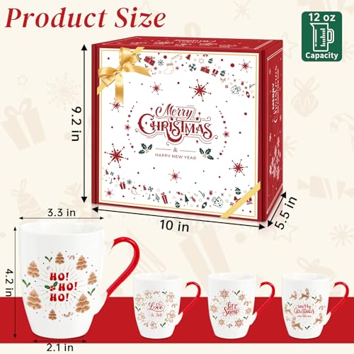 Set of 4 12 oz Ceramic Coffee Mugs V429