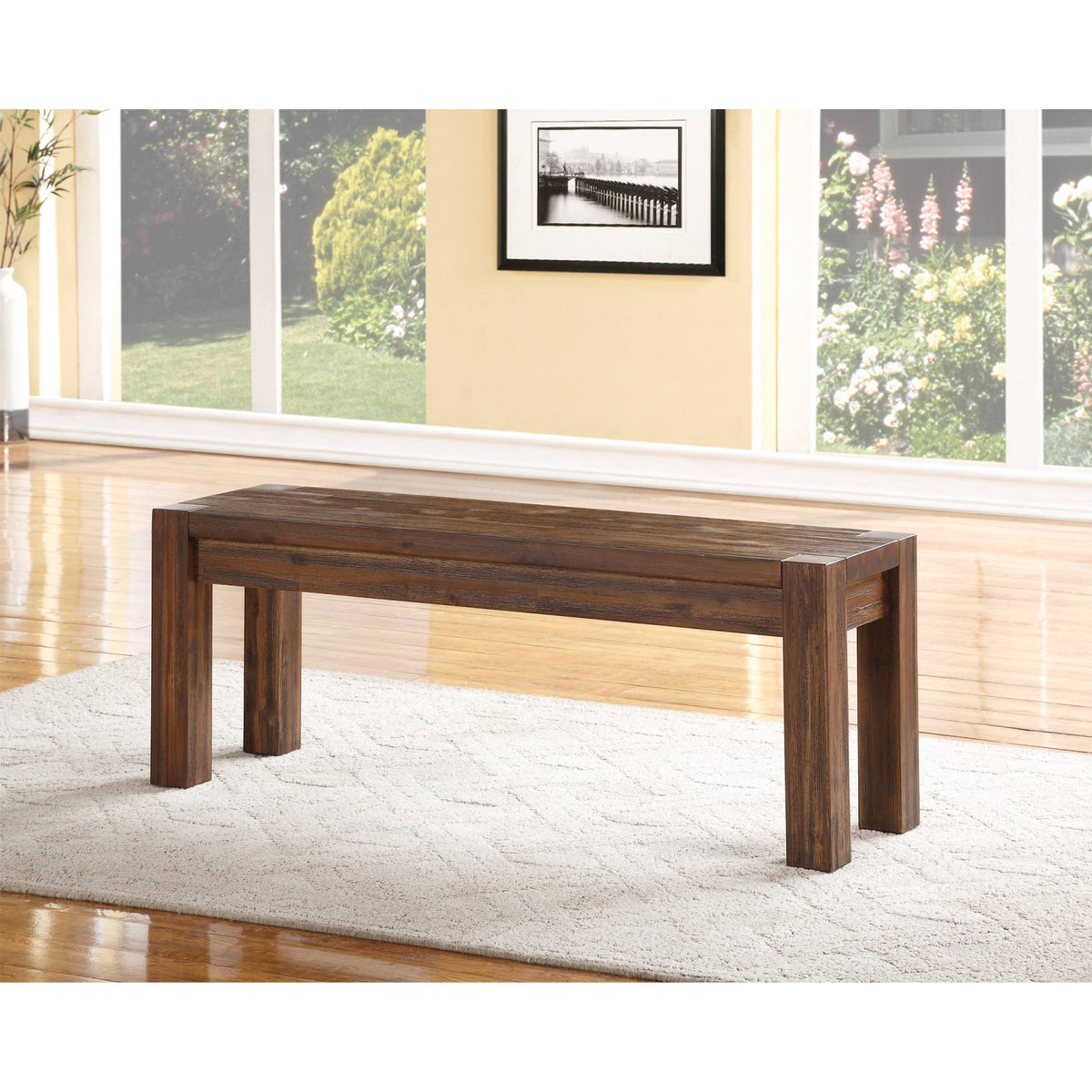 Brown Acacia Wood Bench K422