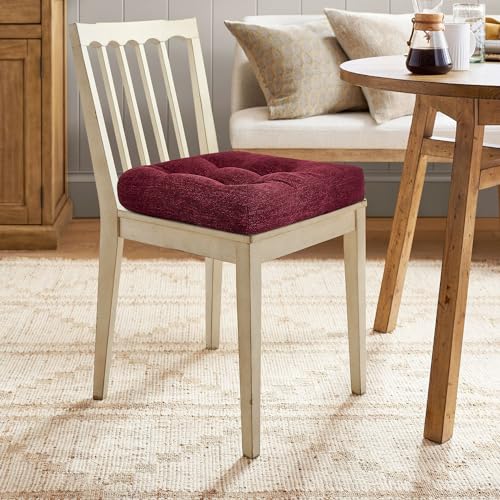 Burgundy 4 Pack Tufted Memory Foam Chair Cushions 17"x17"x4" H2840