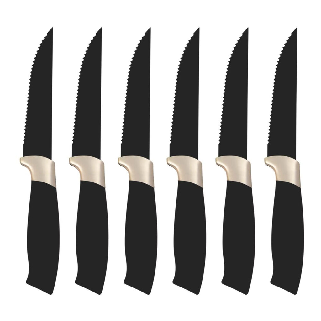 12 Piece Knife Block Set with Soft-Grip Handles White and Gold B1328