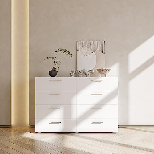 8 Drawer Black Wood Lateral Dresser with Metal Handles G974