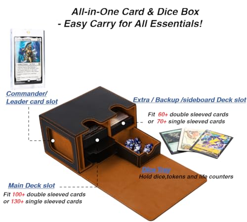 Black Green Trading Card Deck Box with Dice Tray and 2 Dividers Z7706