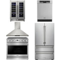 36 Gas Range, Range Hood, Refrigerator, Dishwasher and Wine Cooler T648