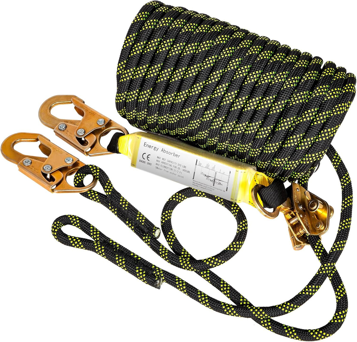 25 ft Polyester Fall Protection Rope with Alloy Steel Rope Grab, Pack of 2 T226