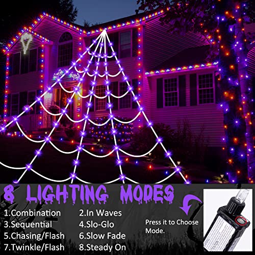 150 LED 16.4 Ft Spider Web Lights with 8 Lighting Modes A145323