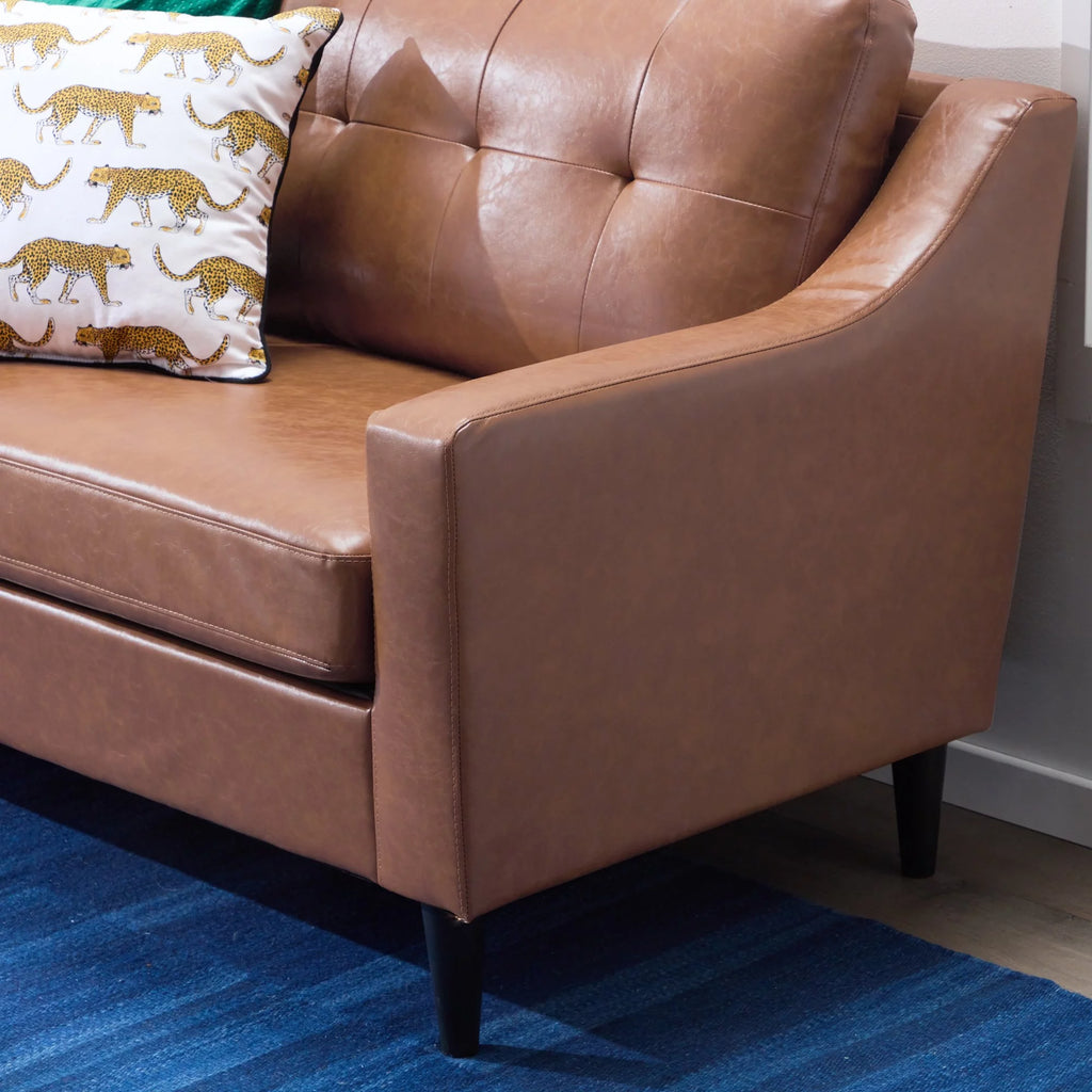 Camel Faux Leather Upholstered Sofa G807