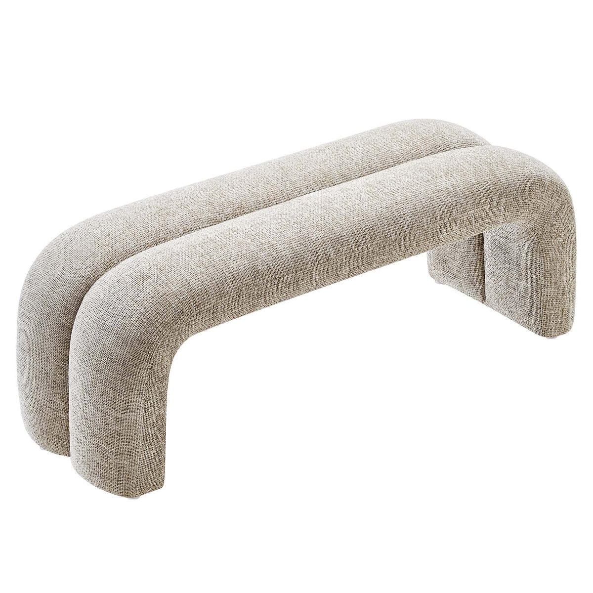 Khaki Chenille Upholstered Accent Bench E8388
