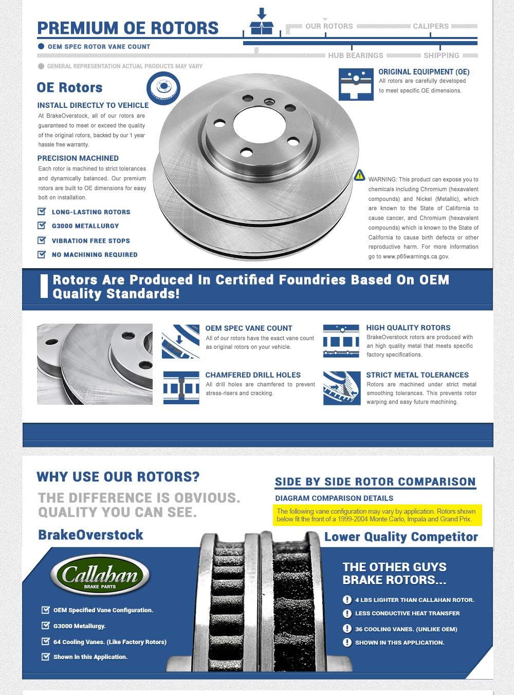 4 Lug Brake Rotors Set I9852
