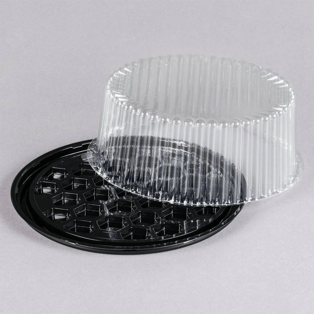 Black 8 inch Cake Display Container with Clear Dome Lid T480
