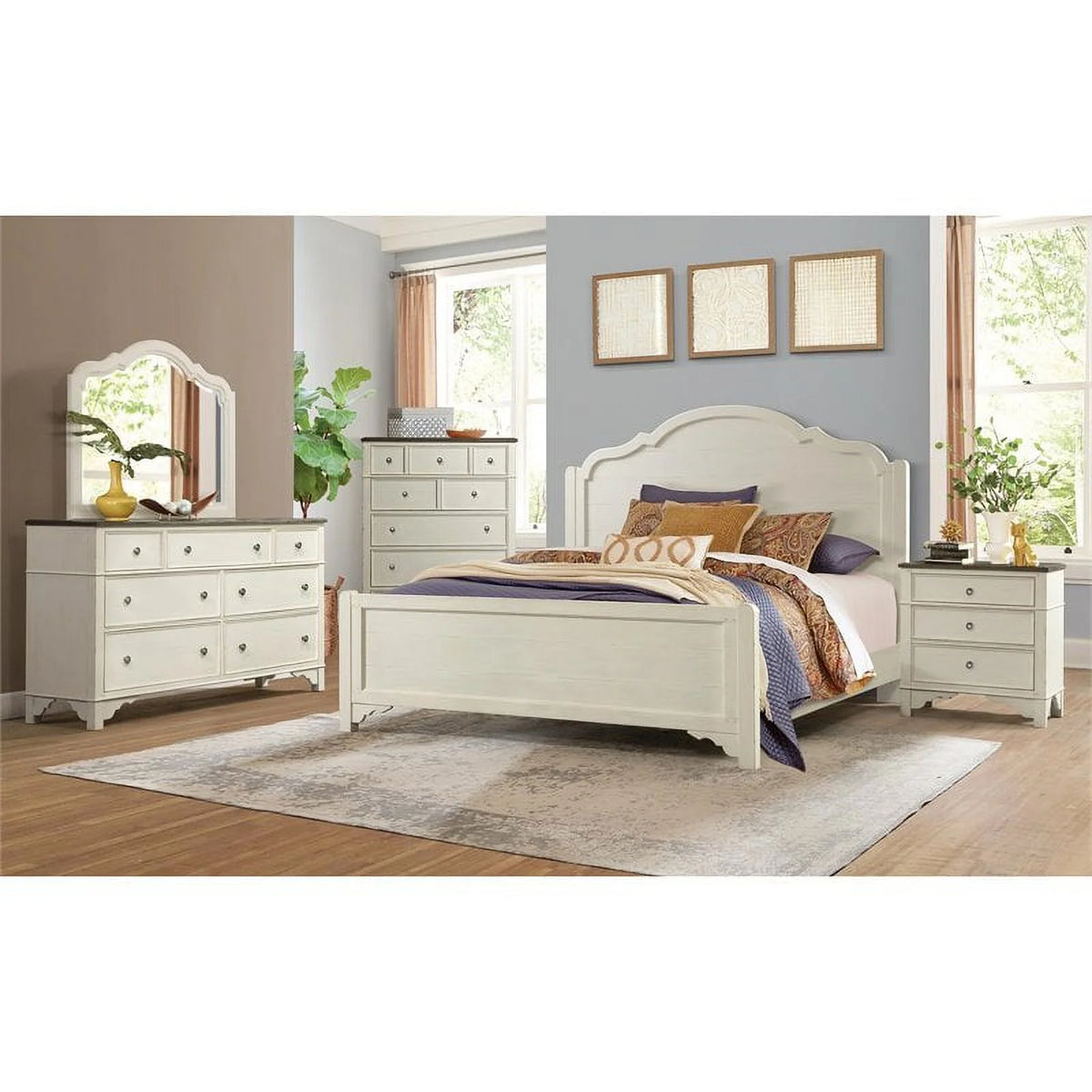 White and Charcoal 7 Drawer Wood Dresser Q110869