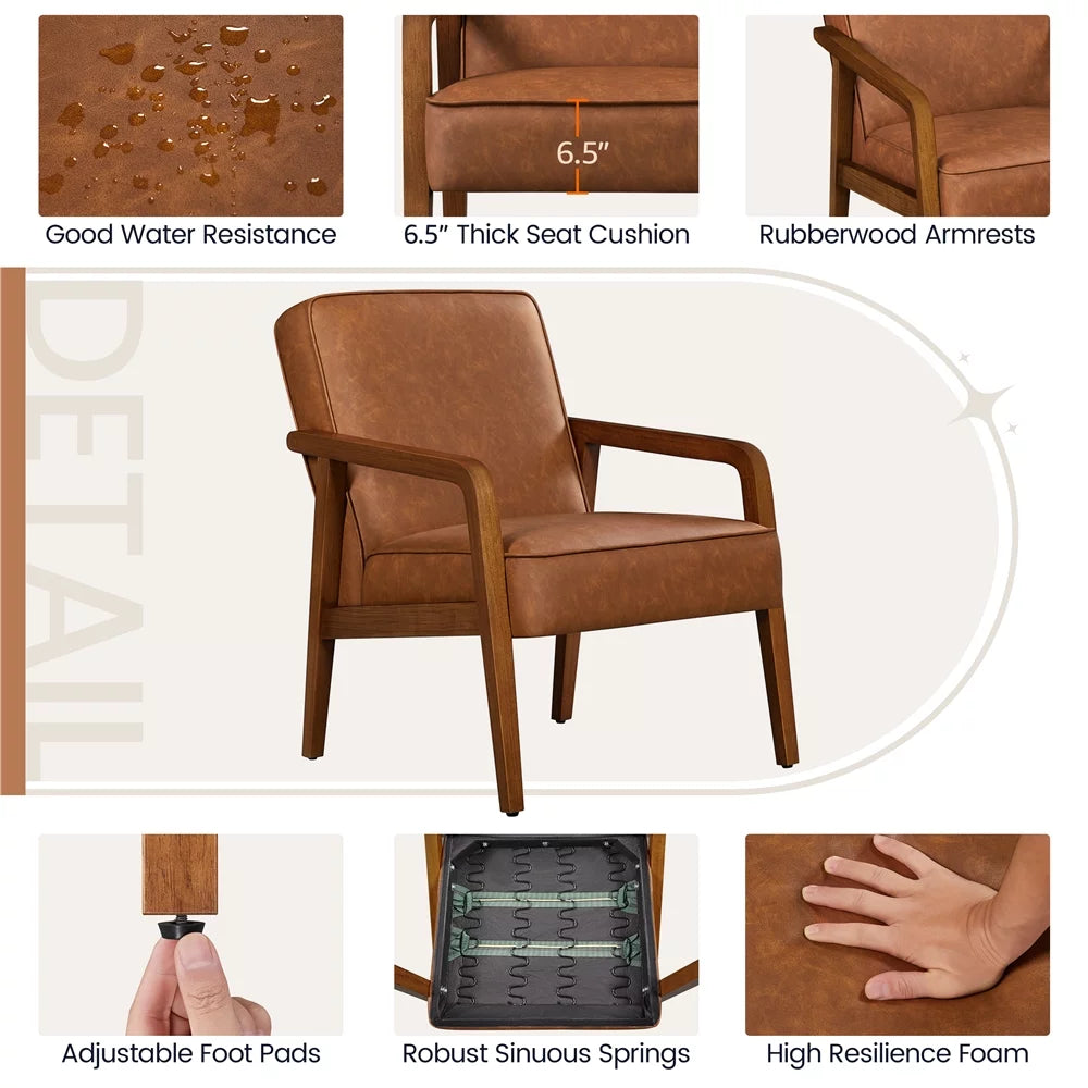 Light Brown Faux Leather Armchair F8730