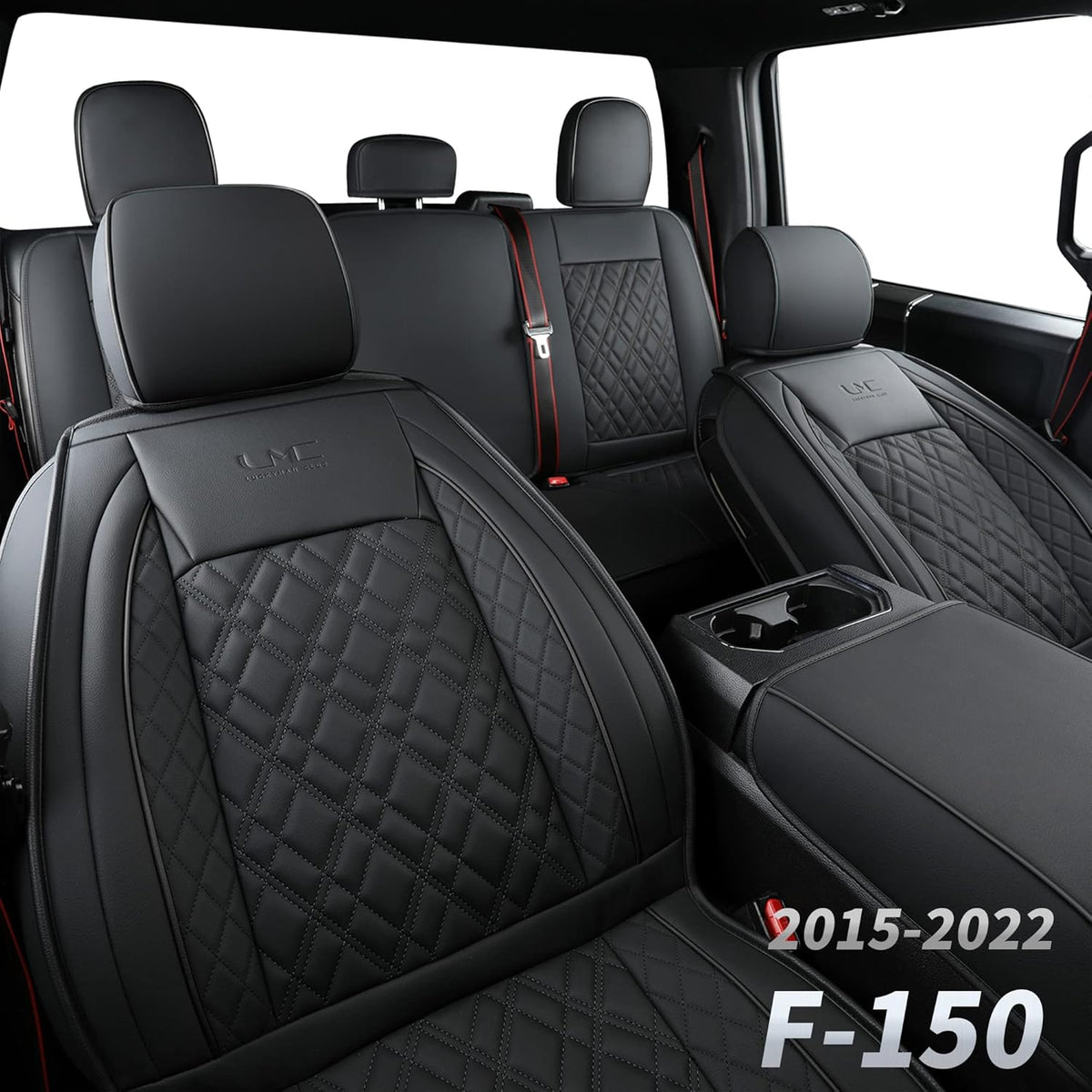 Faux Leather Seat Covers Full Set Gray W3517