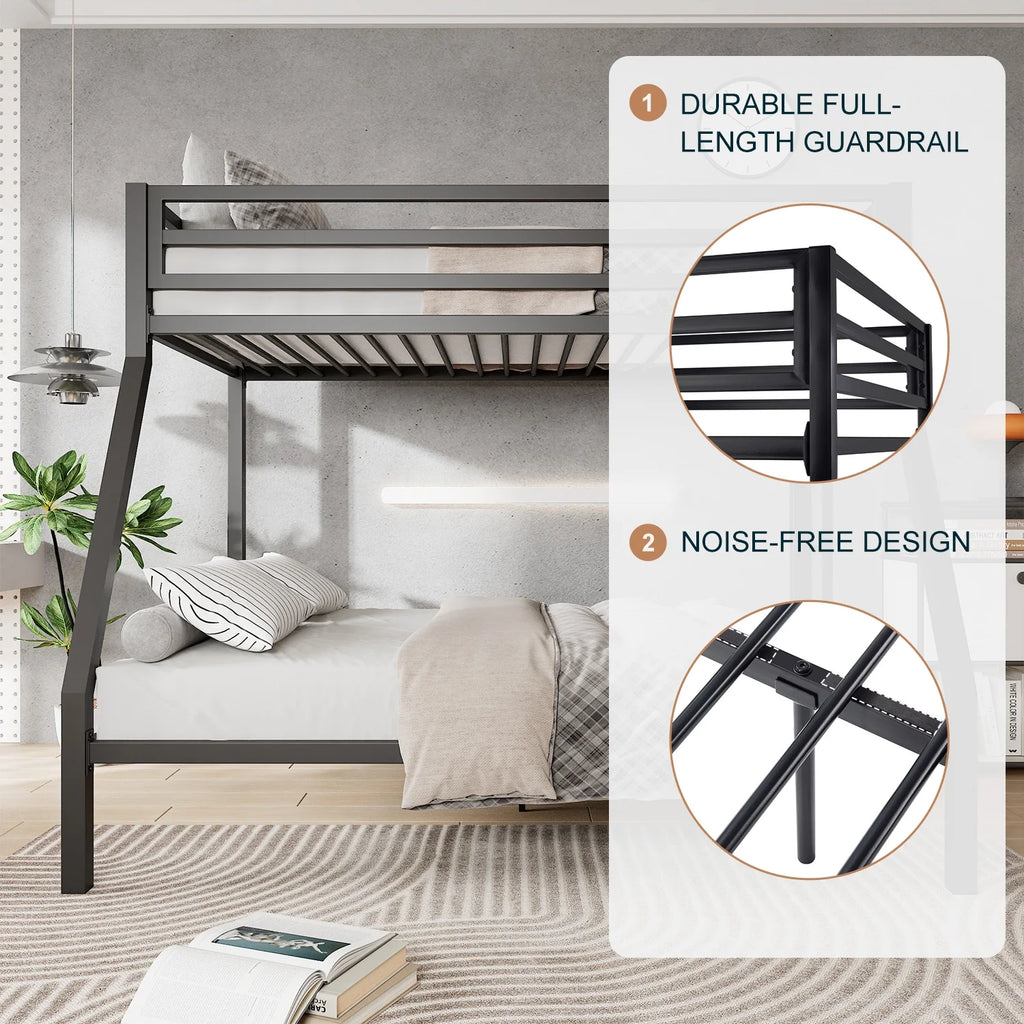 Black Twin Over Full Metal Bunk Bed with Stairs L91098