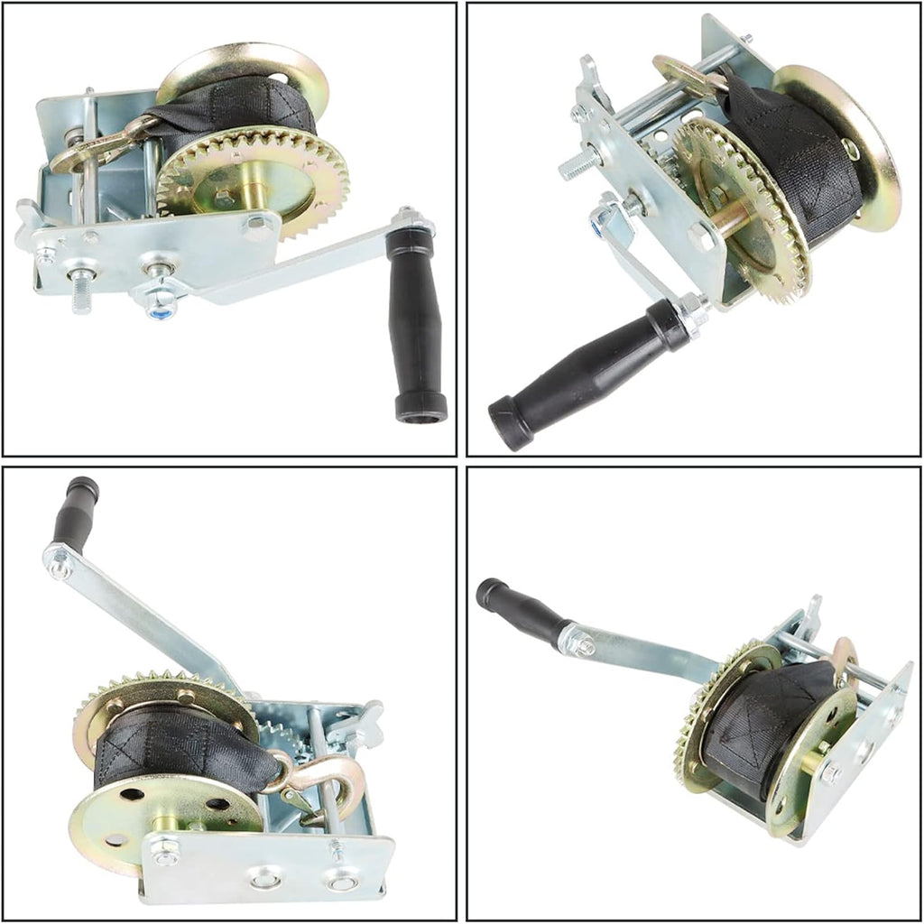 Heavy Duty Hand Winch 2500lbs with 24FT Strap Manual Operated Two-Way Ratchet Pack of 2 J673