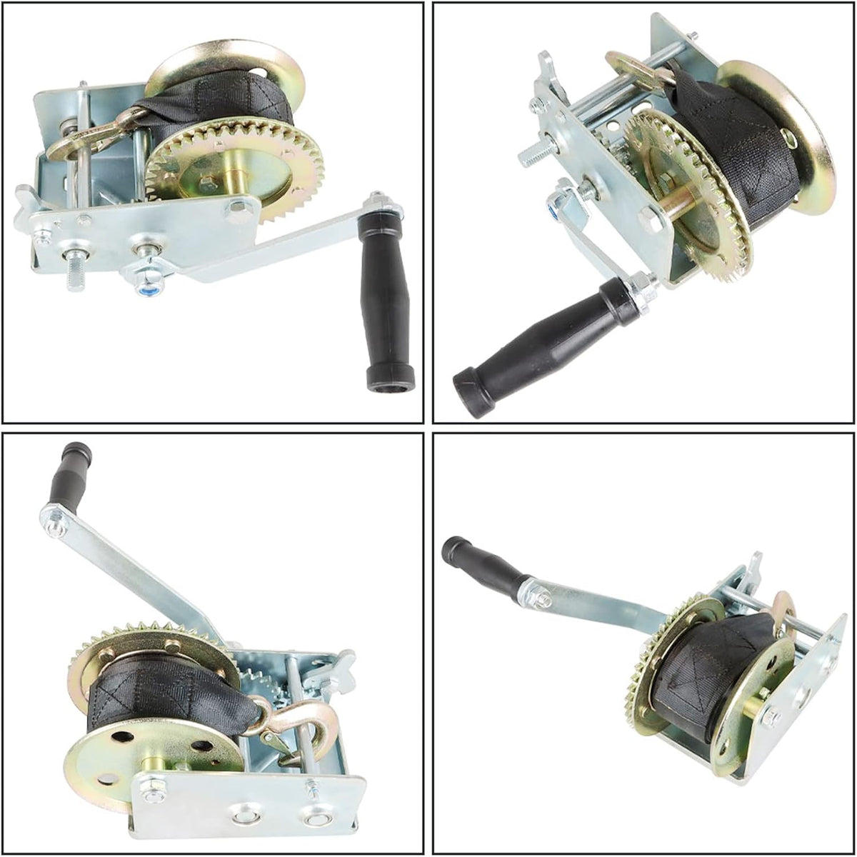 Heavy Duty Hand Winch 2500lbs with 24FT Strap Manual Operated Two-Way Ratchet Pack of 2 J673