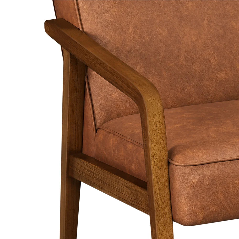 Light Brown Faux Leather Armchair F8730