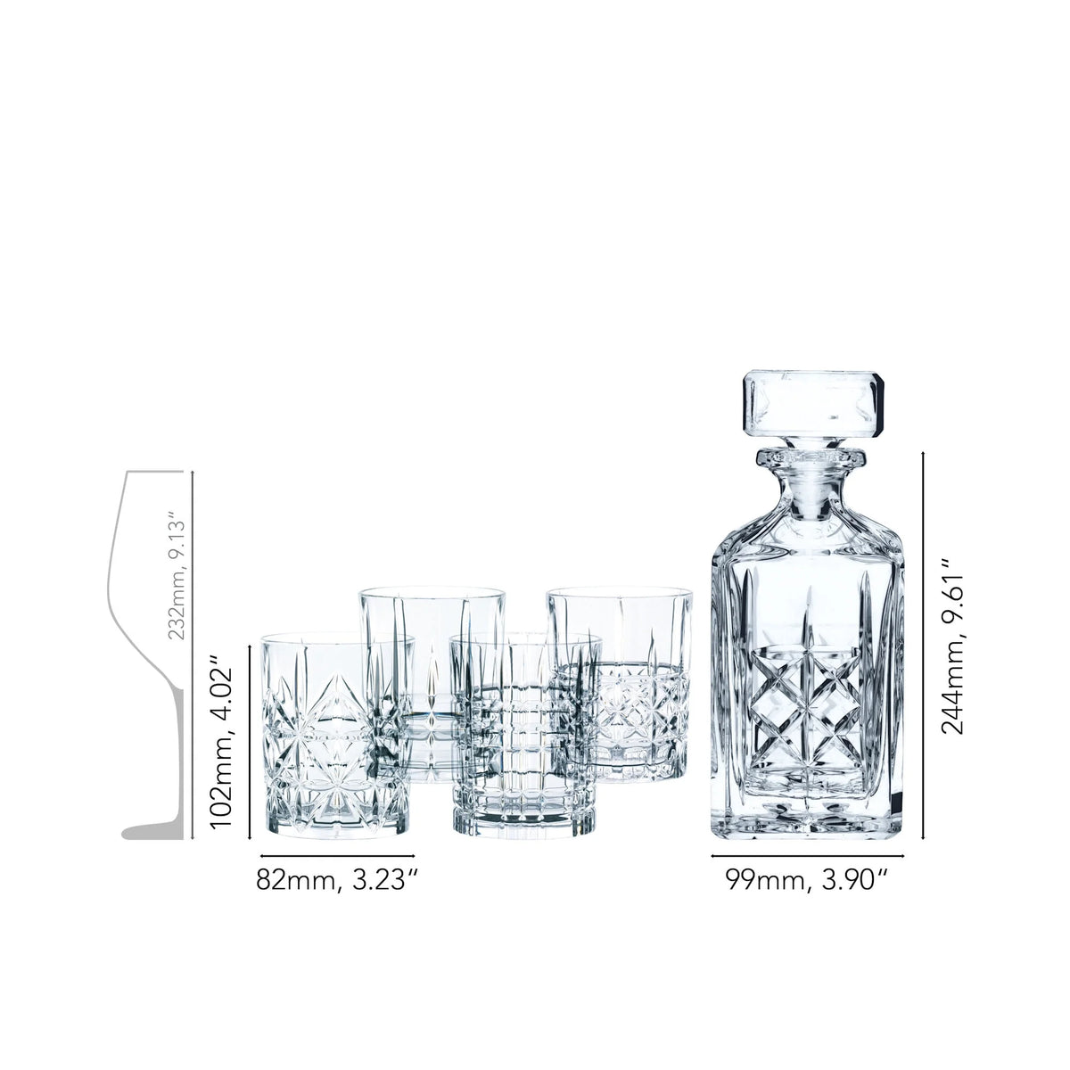 5-Piece Clear Decanter and Whiskey Glass Set E8209