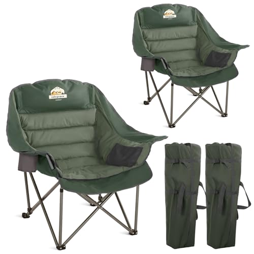 Oversized XL Padded Camping Chair Heavy Duty Portable Folding with Side Pocket Cup Holder T340242