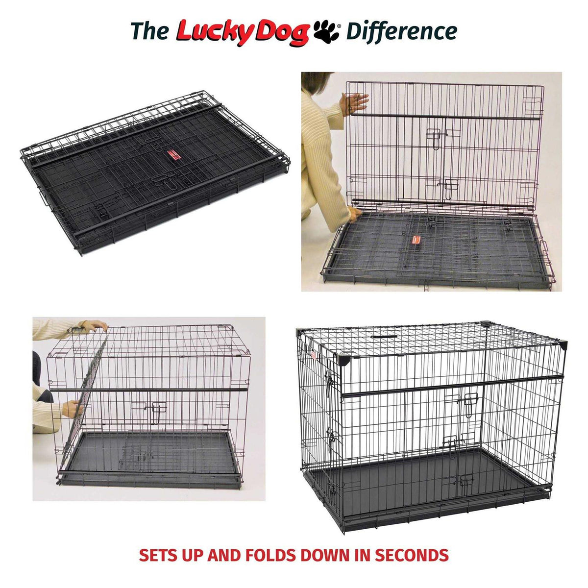 Sliding Double Door Dog Crate W344