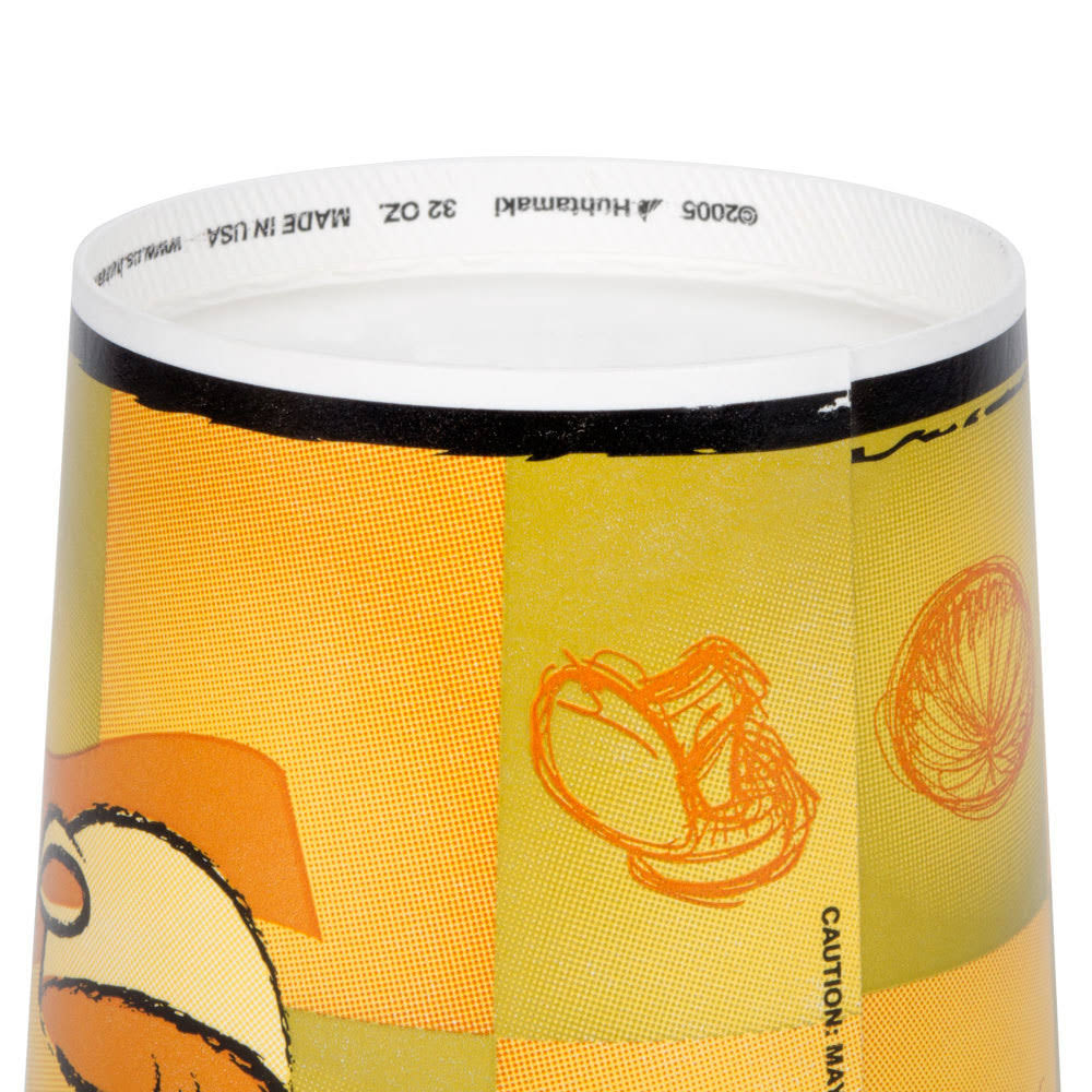 32 oz Double-Wall Poly Paper Soup Cup with Plastic Lid - 250/Case U12546