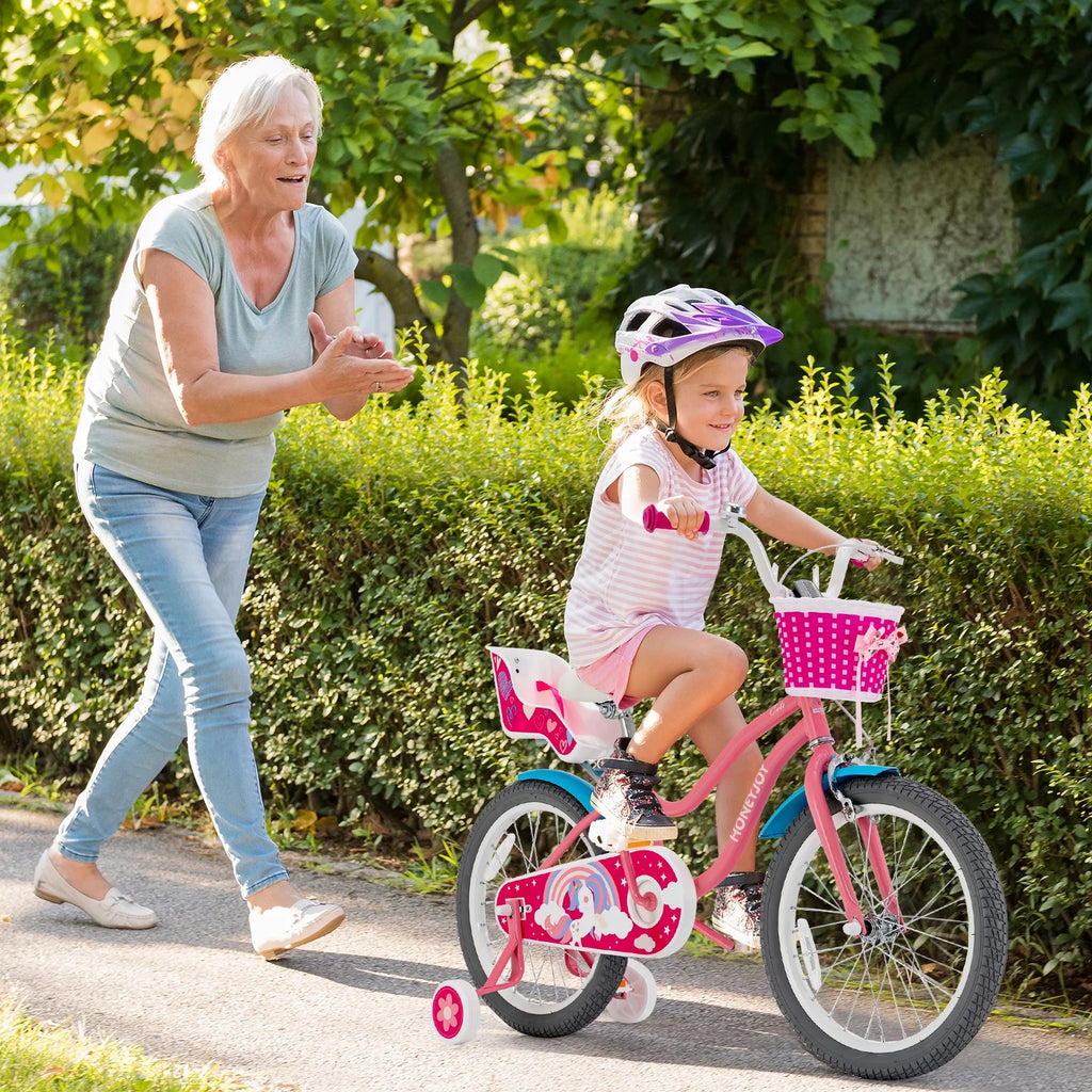 18 Inches Kids Bicycle with Training Wheels and Basket G101