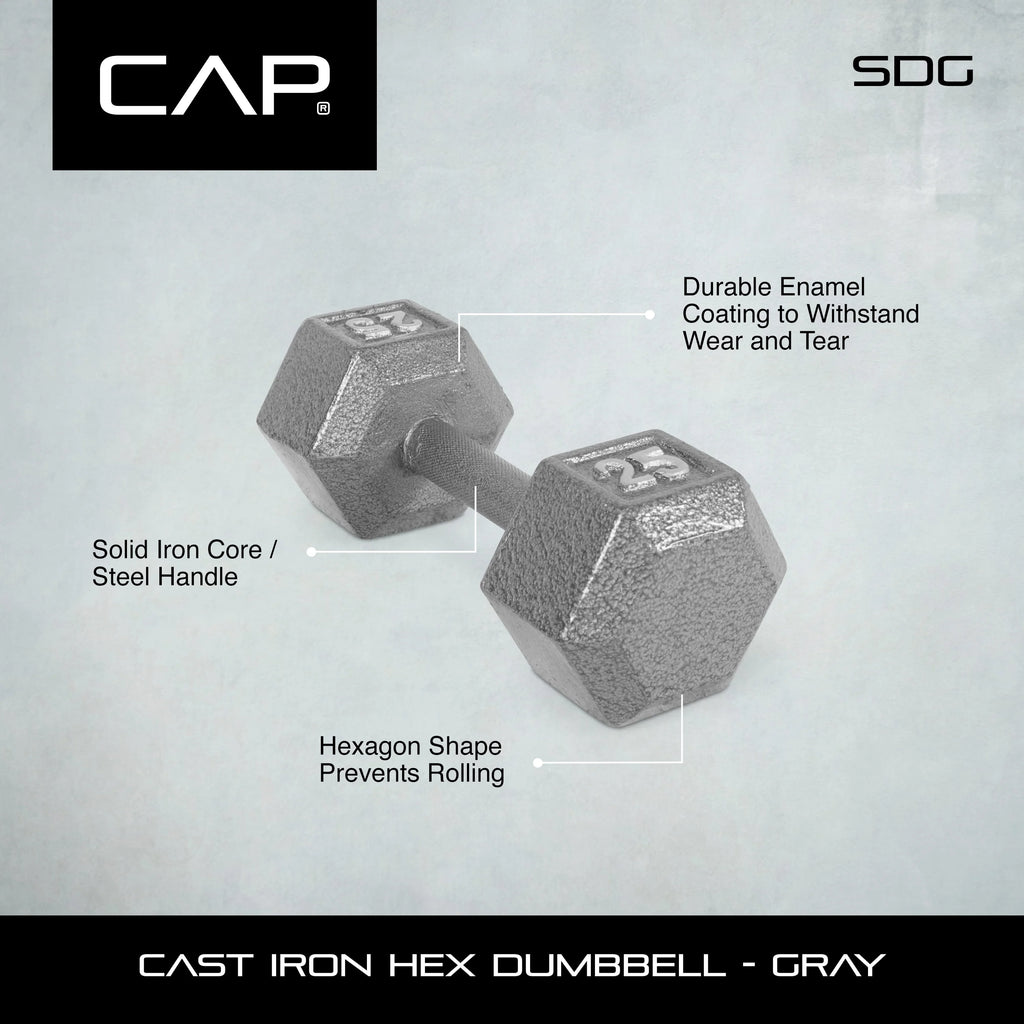 25lb Cast Iron Hex Dumbbell F19385