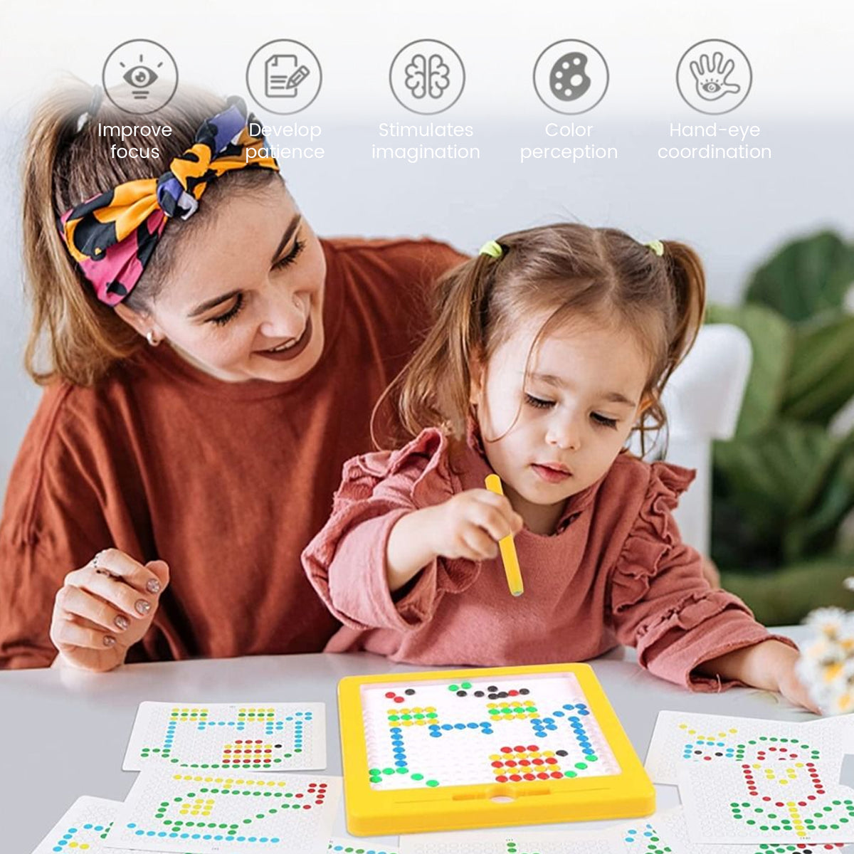 Magnetic Drawing Board with 10 Double Sided Cards Educational Preschool Toy I2446