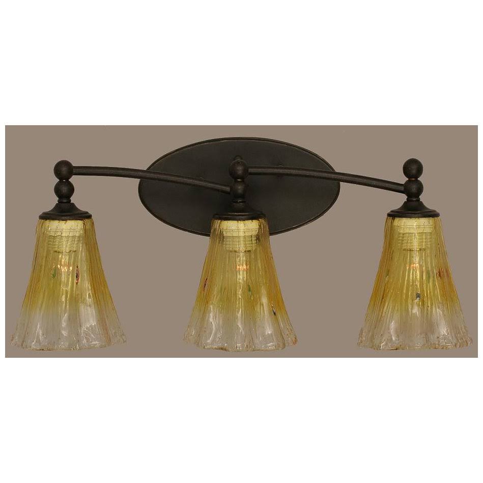 Three Light Bath Bar Dark Granite Finish with Gold Champagne Crystal Glass L9240