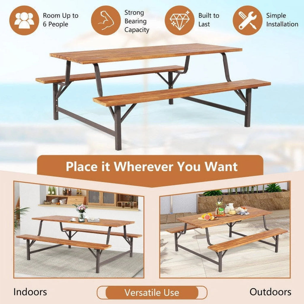 6-Person Outdoor Picnic Table and Bench Set K83878
