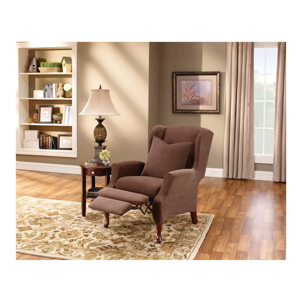Stretch Pique Wing Chair Recliner Slipcover L26055
