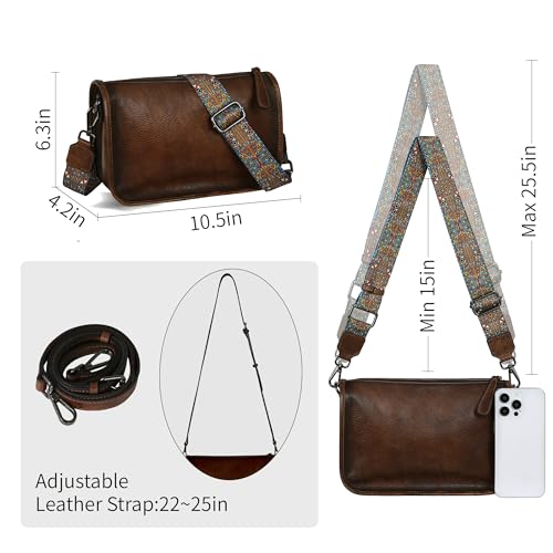 Leather Crossbody Hobo Shoulder Bag with Two Straps B18086