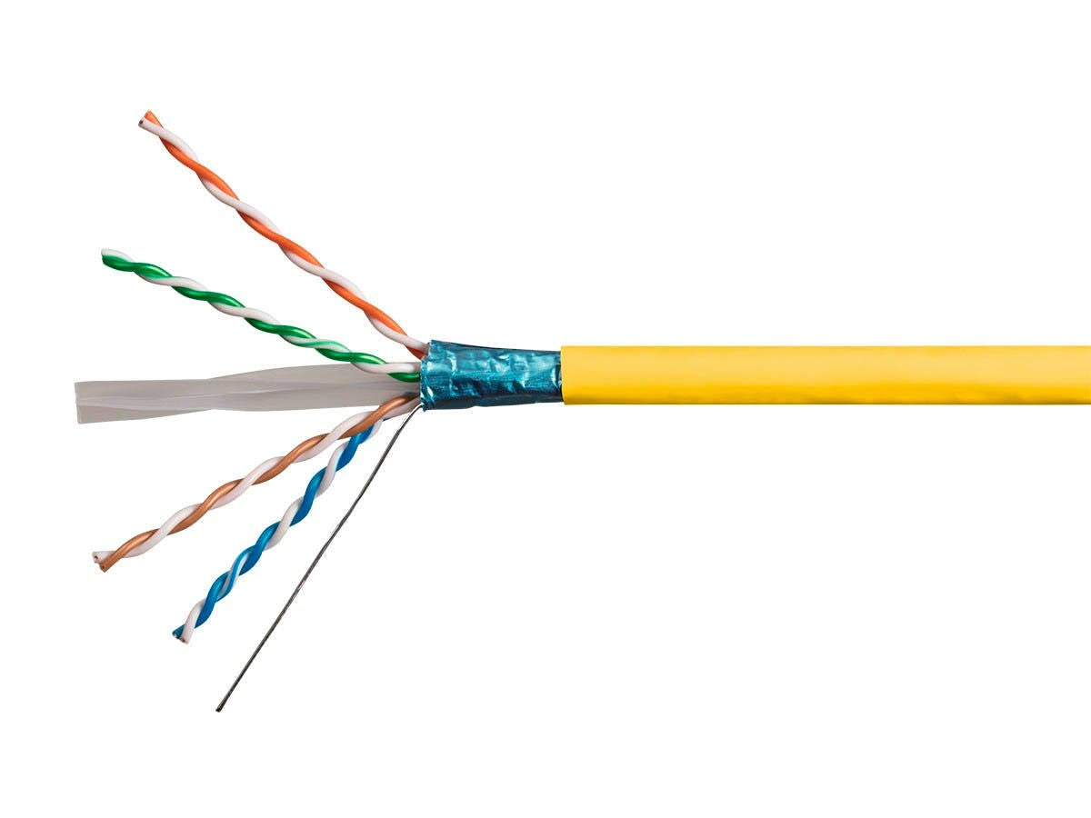 Cat6a Ethernet Bulk Cable 500ft Yellow Solid 23AWG X833