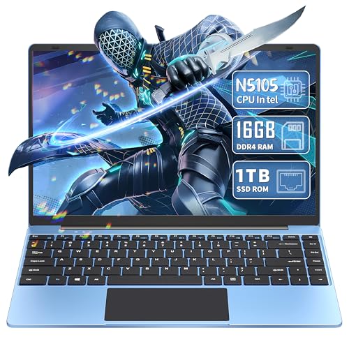 Blue Laptop Computer, Celeron N5105, 16GB RAM, 512G SSD, FHD IPS, Win 11 Pro, Convertible 180° Z158129