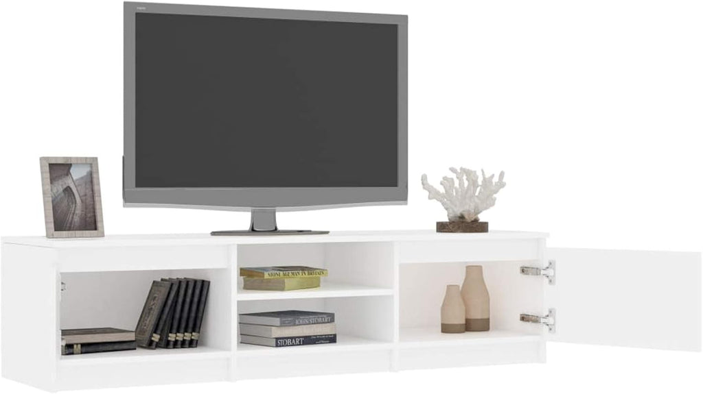 White TV Cabinet with 2 Drawers and 2 Open Compartments Z364202