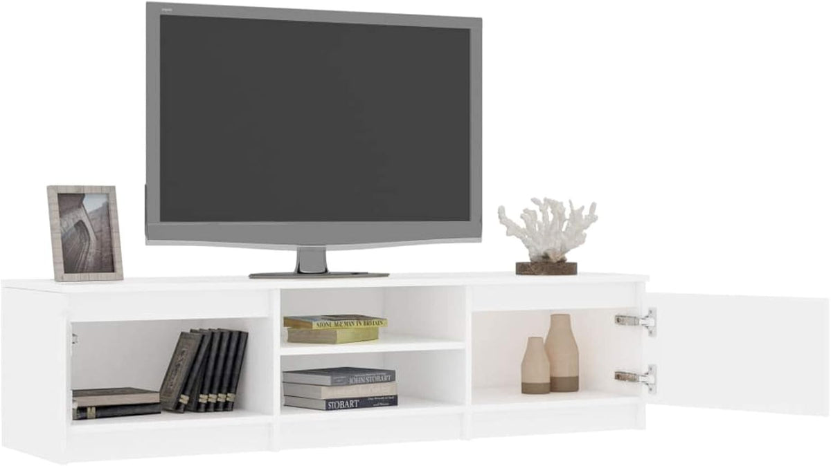 White TV Cabinet with 2 Drawers and 2 Open Compartments Z364202