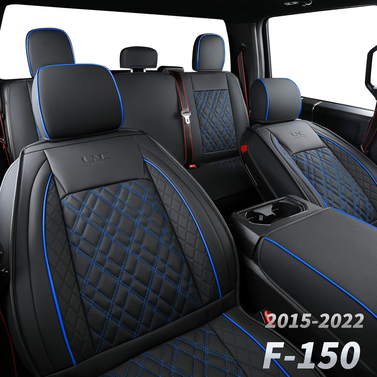 Faux Leather Seat Covers Full Set Gray W3517