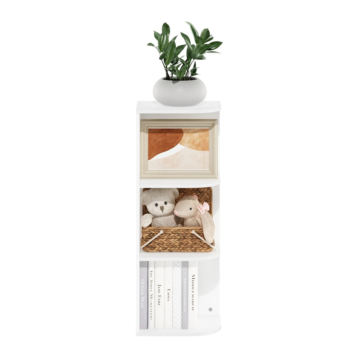 White 3-Tier Corner Open Shelf Bookcase N444542