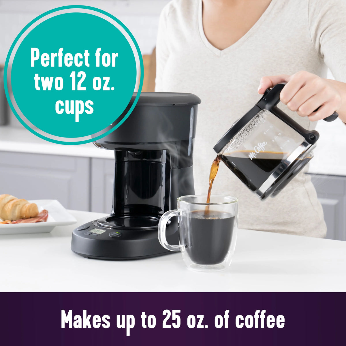 5-Cup Programmable Coffee Maker, 25 oz. Mini Brew, Black F1187