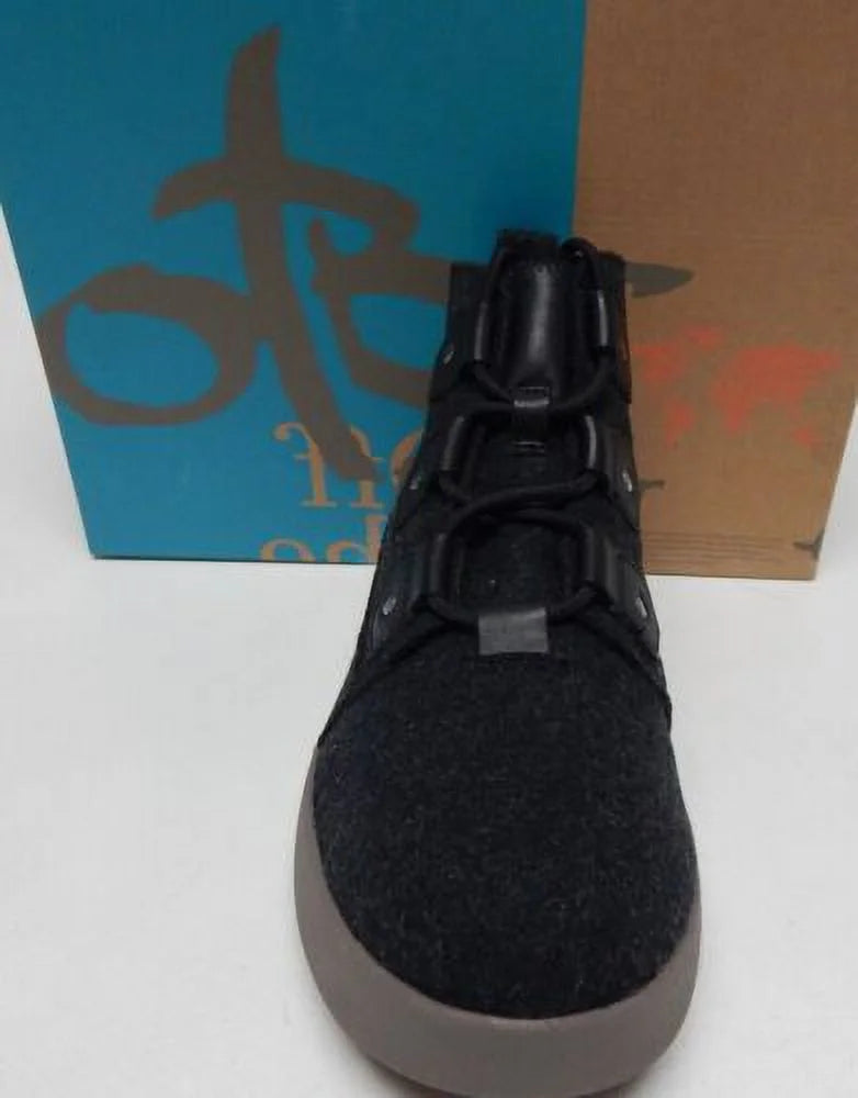 Water Resist Wool Platform High Top Shoes Black C611