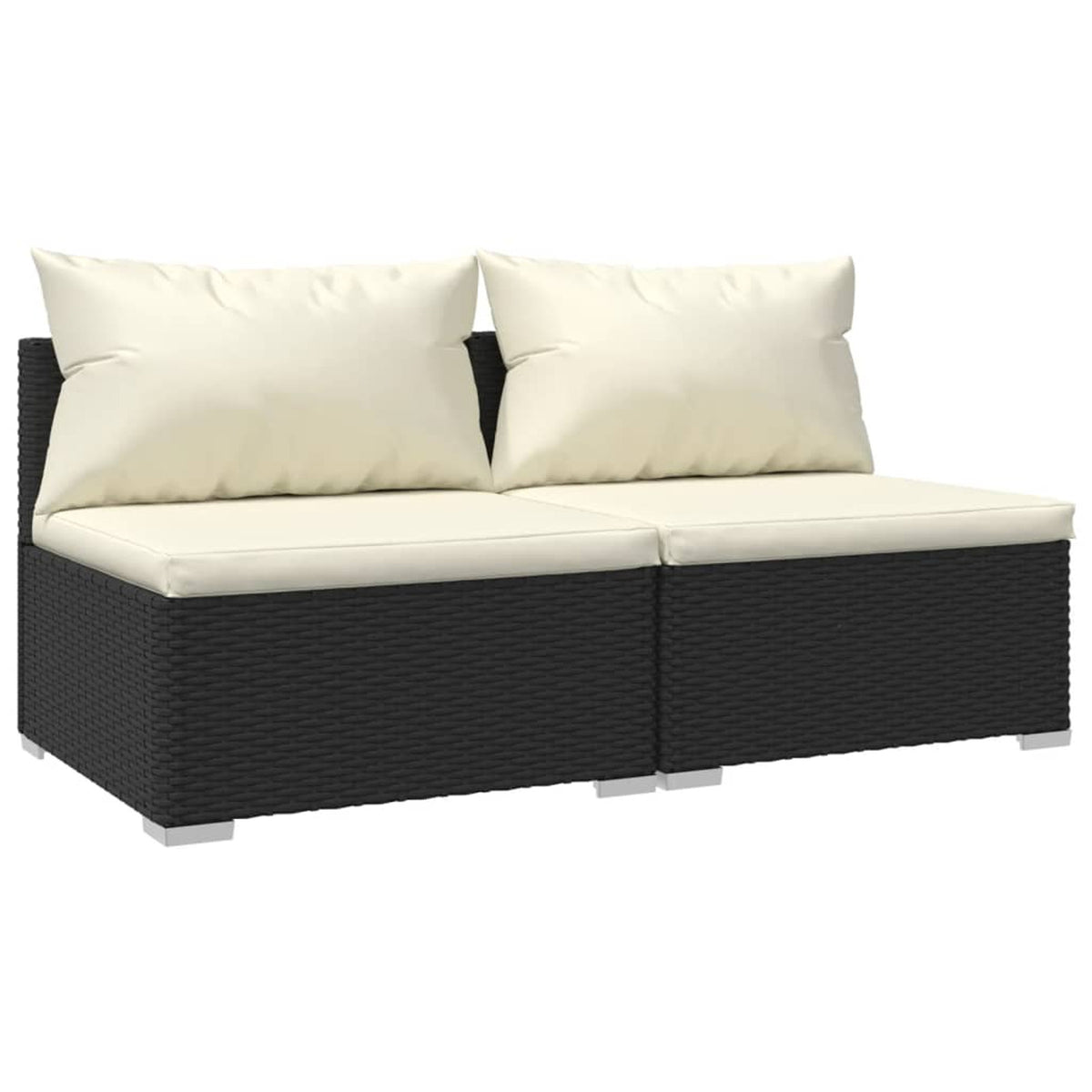 2 Piece Black Poly Rattan Patio Furniture Set with Cushions G309675