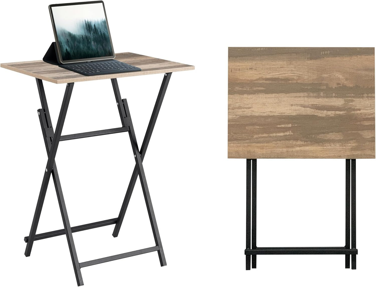 Rustic Brown Black TV Tray Table 2-Piece Portable Tables K894908