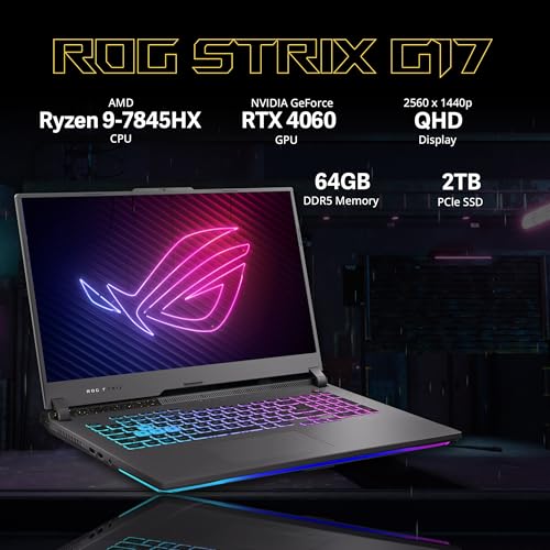 17.3" QHD 240Hz Gaming Laptop, AMD Ryzen 9, 64GB DDR5, 2TB PCIe SSD, NVIDIA GeForce RTX 4060, Gray I92959