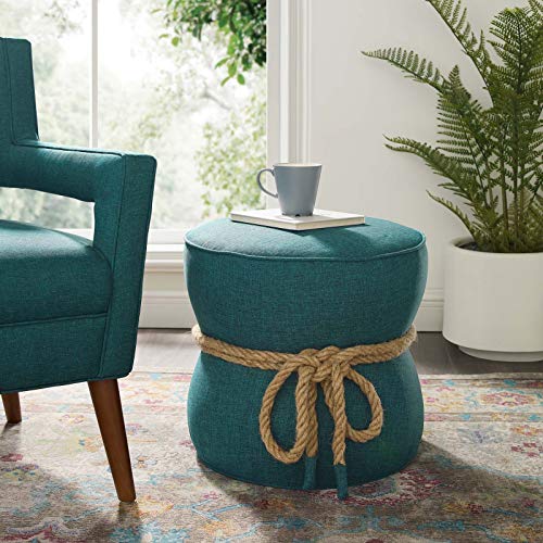 Atomic Red Upholstered Fabric Round Ottoman F1693
