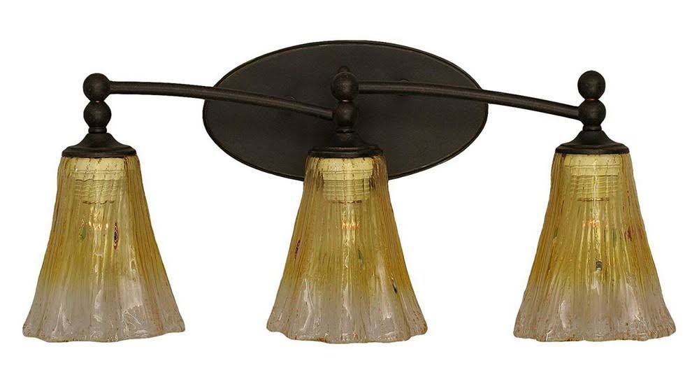 Three Light Bath Bar Dark Granite Finish with Gold Champagne Crystal Glass L9240