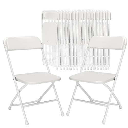 White Plastic Folding Chair with Steel Frame P11489